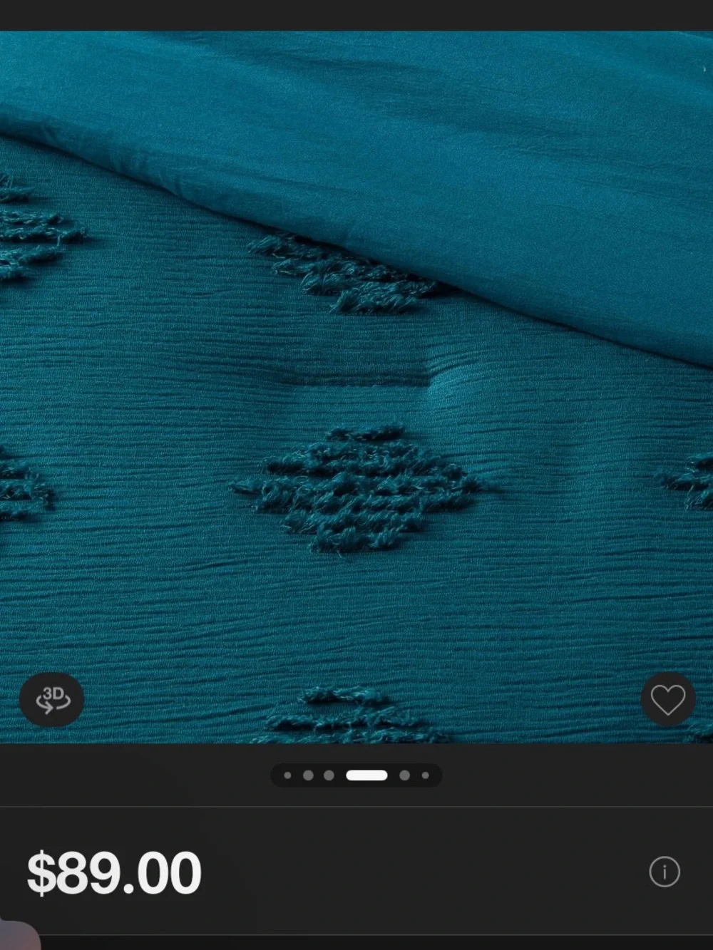 Threshold King Dark Teal Tufted Diamond Duvet Cover Set New